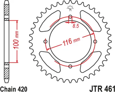 Immagine prodotto di Pignone JT Pignoni 420 48T diametro interno 100 mm cerchio di bulloni 116 mm