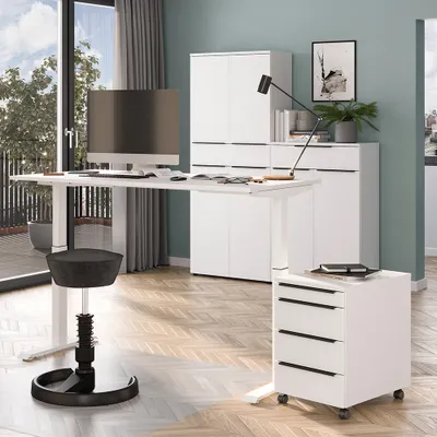 Produktbild von Büromöbel Set 4-teilig MEMPHIS-01 mit Schreibtisch 180x80cm in weiß