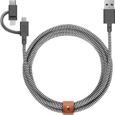 Zdjęcie produktu dla Native Union Belt Cable Universal (Usb-A - Usb-C, Micro Usb, Lightning) 2M, Zebra