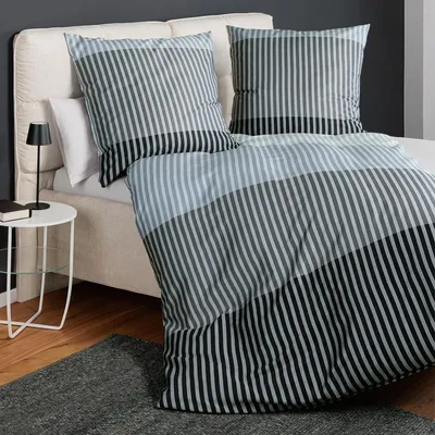 Produktbild von Janine Mako-Satin Bettwäsche J.D. 87120 silber anthrazit 135x200 cm + 80x80 cm