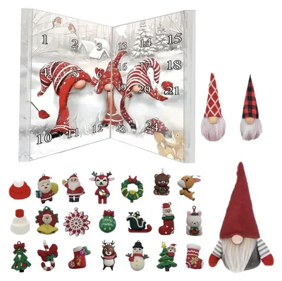 Produktbild von Weihnachtsgnom Adventskalender Sammelbare Figuren Kaminschmuck 1