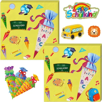Image de Set de serviettes pour la rentrée scolaire 40 serviettes et 6 feuilles d'autocollants