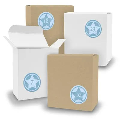 Produktbild von Adventskalender zum Füllen 24x Quader gemischt WEISS BRAUN + Sticker V09 Z22