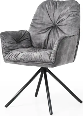 Produktbild von SalesFever Armlehnstuhl mit 360 Grad Drehfunktion | Bezug Vintage Samtvelours | Gestell Metall | B 61 x T 59 x H 90 cm | grau