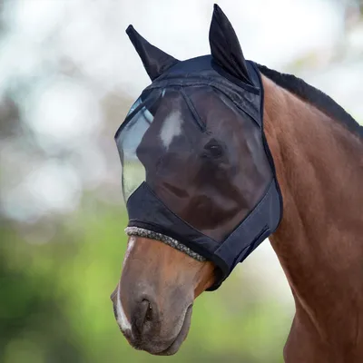 Imagen del producto de Cubierta para la cabeza de caballo, cobertura parcial del rostro, talla M, color  piano, protección contra insectos para caballos