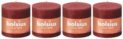 Produktbild von 4er-Set Stumpenkerze - Höhe 10 cm - Durchmesser 10 cm - Rustik - Zartes Rot