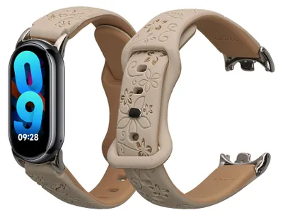 Produktbild von kwmobile Silikon Ersatzarmband kompatibel mit Xiaomi Mi Band 10 / Mi Band 9 / 8 Armband - Silikonarmband mit geprägtem Design - Geprägtes Muster