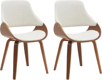 Produktbild von CLP 2er Set Esszimmerstuhl Vangale walnuss/creme Material Stoff
