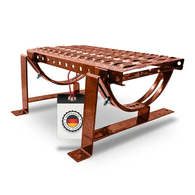 Produktbild von Dachtritt 40 cm für Metalldachziegel 350/35 mm | Schornsteinfegertritt inkl. Laufrost & Montagematerial | Ziegelrot (8004)
