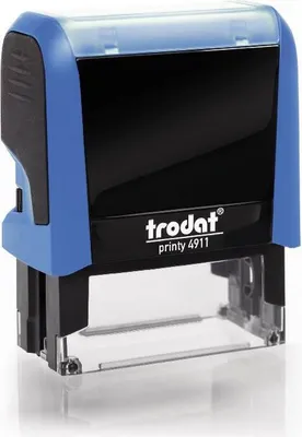 Produktbild von trodat Textstempelautomat Printy 4911, 4-zeilig, blaues Gehäuse, schwarzes Kissen, e Stempelplatte