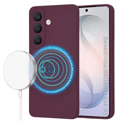 Produktbild von Techsuit – SoftFlex MagSafe Silikonhülle für Samsung Galaxy S26 – pflaumenrot