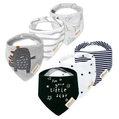 Produktbild von 6 Pack Baby Dreieckstuch Babylätzchen Baumwolle Bandanas Einstellbar Spucktuch Super Saugfähig Halstücher 0-36 Monate, Mehrfarbig (F), 0-3 Jahre