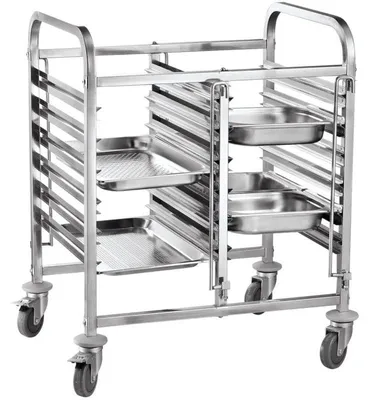 Imagen del producto de Carro de transporte doble para 12 recipientes GN 1/1, con ruedas giratorias
