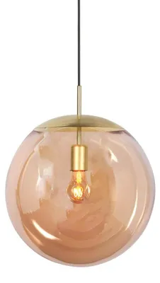Image de Suspension Bollique, bol doré avec verre ambré