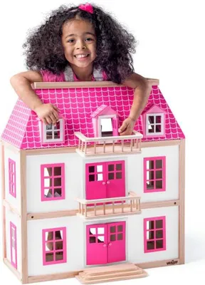 Produktbild von KINDER HOLZ PUPPENHAUS MÖBEL & PUPPEN Puppenvilla Puppenstube Spielzeug