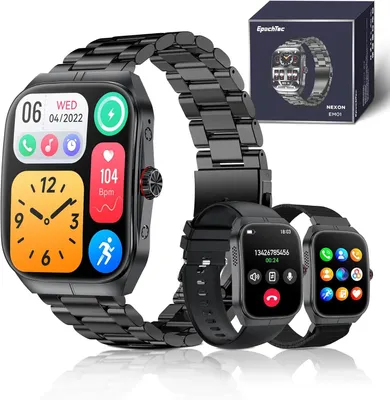 Produktbild von EpochTec Smartwatch 1.91 Zoll AMOLED Fitness Uhr mit Telefonfunktion, 100+ Sportmodi, Herzfrequenz, Schlaf & SpO2-Tracking