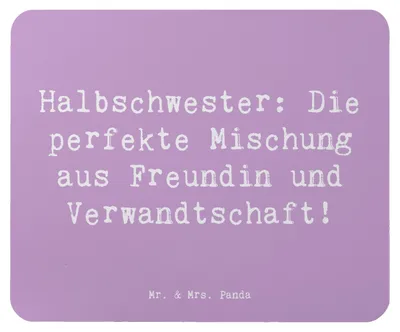 Produktbild von Mr. & Mrs. Panda Mousepad Spruch Halbschwester Glück - Lavendeltraum - Geschenk, Patchworkfamilie, mauspad laptop, Geburtstage, Bindung, Freundin, Geschenkideen, Freude