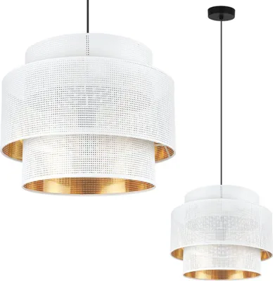 Productafbeelding van ASTI Trio hanglamp, wit, goud, 35 cm, met gaasstructuur