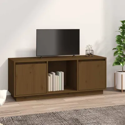 Produktbild von Szafka pod TV miodowy brąz 110,5x35x44 cm lite drewno sosnowe