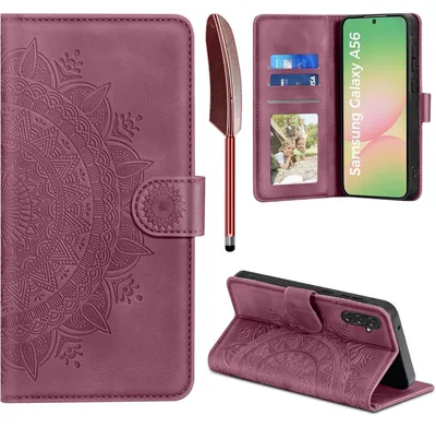 Produktbild von Handyhülle Flip Wallet für Samsung Galaxy A56 5G, Kunstleder, Kartenfach, Magnet, Standfunktion, Weinrot