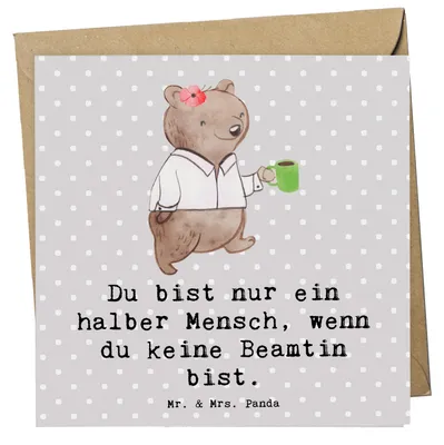 Produktbild von Mr. & Mrs. Panda Glückwunschkarte Beamtin Herz - Grau Pastell - Geschenk, Studium, Beamte, Klappkarte, Amt, doppelkarte, Grußkarte, Öffentlicher Dienst, anlasskarte