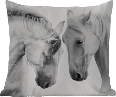 Produktbild von MuchoWow® Outdoor Kissen - Pferd - Tiere - Porträt - Weiß - 50x50 cm - Wetterfest - Lounge Kissen - Komfortabel - Kissen mit Bild