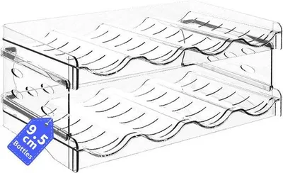 Image de Supports empilables Unyqoos® pour réfrigérateur et armoire – antidérapants, capacité pour 8 bouteilles