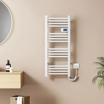 Immagine prodotto di EMKE Scaldasalviette elettrico 960x400 mm, 300W bianco con timer touch e programma settimanale, termoarredo bagno