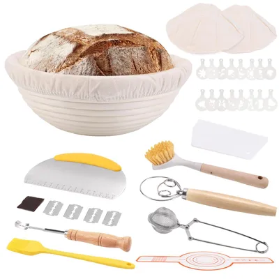 Backset mit Gärkorb 25 cm, 33-teilig, rund, Brotbackzubehör