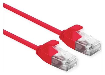 Produktbild von ROLINE UTP DataCenter Patchkabel Cat.6A (Class EA), LSOH, slim, rot, 0,15 m
