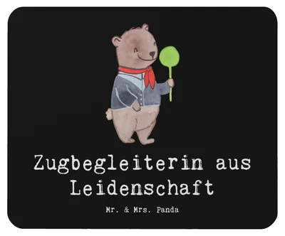 Produktbild von Mr. & Mrs. Panda Mauspad Zugbegleiterin Leidenschaft - Schwarz - Geschenk, mousematte, Mousepad, pc, Mouse Pad, gummi