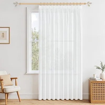 Obrázek produktu pro Závěs Mrtrees s volánovou stuhou, šířka 300 cm, délka 160 cm, bílý, poloprůhledný, vhodný jako závěs do obývacího pokoje nebo ložnice