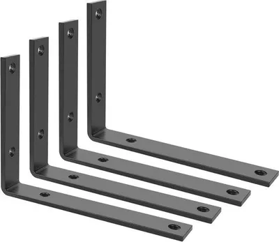 Produktbild von Famanu Halter für Regale aus Metall, 200 mm, schwarz, Set von 4 Stück
