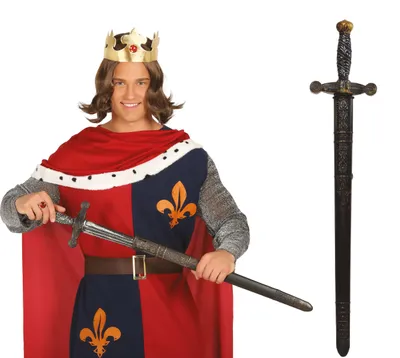 Immagine prodotto di Spada medievale accessorio reale per costume da cavaliere carnevale ruolo fantasy, colore: argento