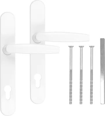 Produktbild von Türgriff / Türdrücker / Türklinke / Drückergarnitur DHS 92mm (Schildbreite 32mm) Oval - Weiß RAL 9016