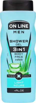 Image de Gel douche 3 en 1 On Line Men bleu clair pour hommes, 410 ml