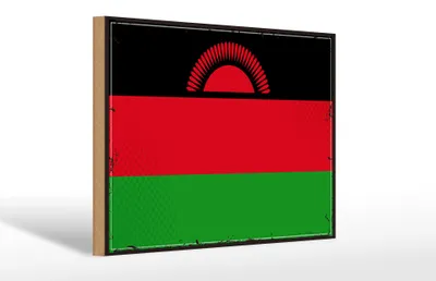 Produktbild von Holzschild Flagge Malawis 30x20cm Retro Flag of Malawi
