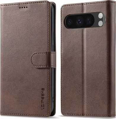 Produktbild von Google Pixel 10 / 10 Pro / 9 / 9 Pro Hülle - LC.IMEEKE Luxus Klapphülle - Dunkelbraun