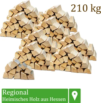Produktbild von Flameup Brennholz Buche, 210 kg, 25 cm, für Ofen, Kamin, Feuerschale & Grill, luftkammergetrocknet, <18% Restfeuchte, regional aus Hessen, sofort brennbar