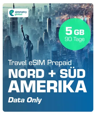 Produktbild von Simmetry Travel eSIM Nord und Südamerika Prepaid Simkarte 4G/5G