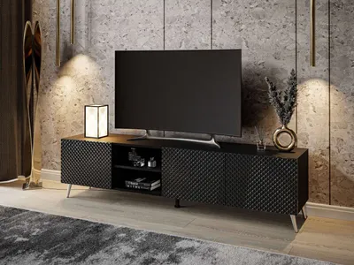 Obrázek produktu pro TV skříňka GEORGIA černá / černý vysoký lesk, nohy: chrom