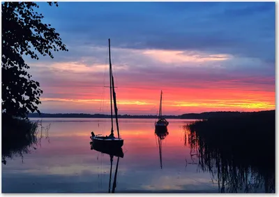 Produktbild von Tulup® Glas-Bild - 100 x 70 - Wandbild aus Glas - Wandkunst - Wandbild hinter gehärtetem Sicherheitsglas - Landschaften - Segelboote - Orange
