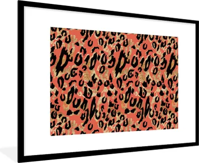 Produktbild von MuchoWow® Gerahmtes Poster Pantherdruck - Muster - Rosa 90x60 cm - Poster mit Schwarzem Bilderrahmen Wandposter Rahmen Foto Bilder - Wanddekoration - Fotos