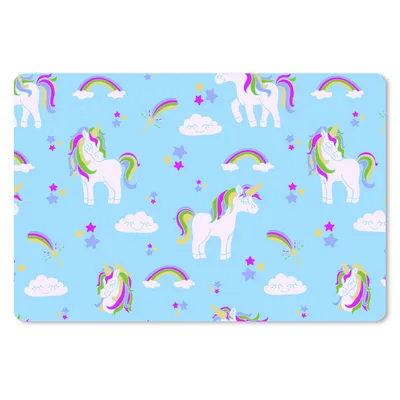 Produktbild von MuchoWow® Schreibtischunterlage Einhorn - Regenbogen - Muster - Kind 60x40 cm - XXL Mauspad - Großes Mauspad