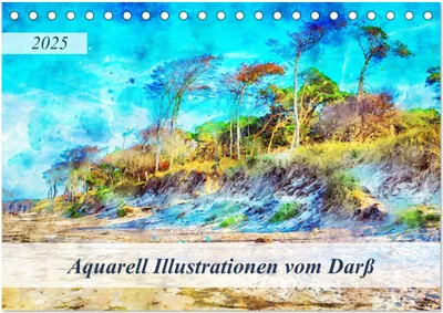 Produktbild von Aquarell Illustrationen vom Darß (Tischkalender 2025 DIN A5 quer), CALVENDO Monatskalender