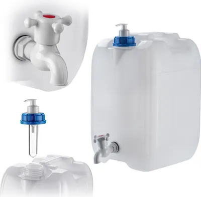 Produktbild von KADAX Wasserkanister mit Seifenblasenspender und Wasserhahn, 20 l