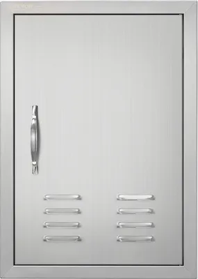 Productafbeelding van Grilldeur, 610 x 431 mm, losse buitendeur voor de keuken, vlakke roestvstalen deur, verticale wanddeur met handgreep, ventilatieopeningen en haken, geschikt voor een grill-eiland of grillstation
