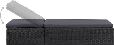 Obrázok produktu pre vidaXL Lehátko Poly Rattan Black and Dark Grey