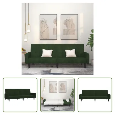 Produktbild von The Living Store Schlafsofa 2-Sitzer Dunkelgrün Samt