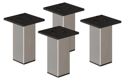 Produktbild von 4er Set sossai Aluminium Möbelfüße 200mm in Edelstahl Optik Schrankfüße Sockelfüße